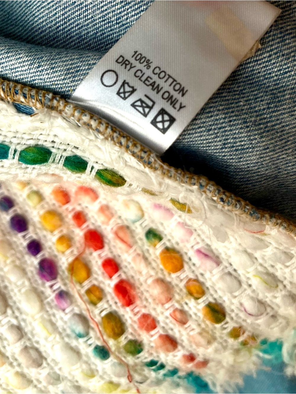 Judith March Woven Pastel Sunburst Denim Jacket Size Small 🌈 - Picture 9 of 11